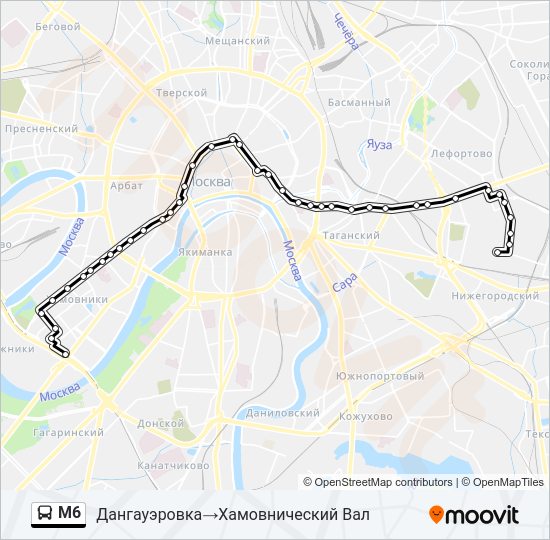 Автобус М6: карта маршрута