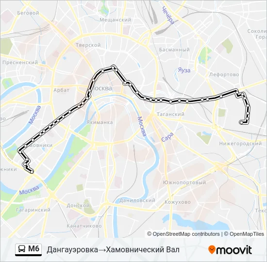 Автобус М6: карта маршрута