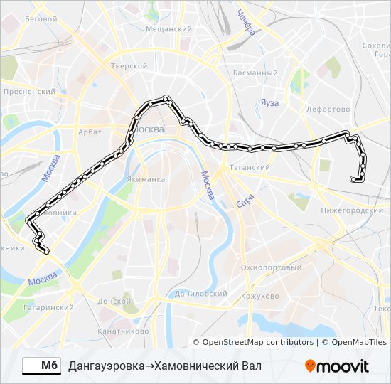 Автобус М6: карта маршрута