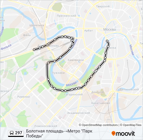 Автобус 297 остановки и расписание москва