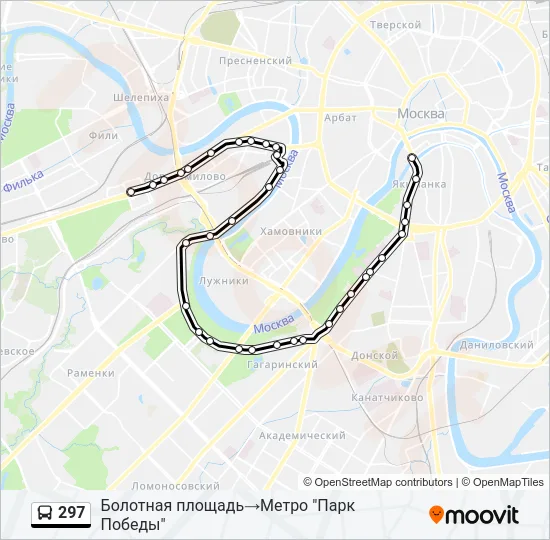 Автобус 297: карта маршрута