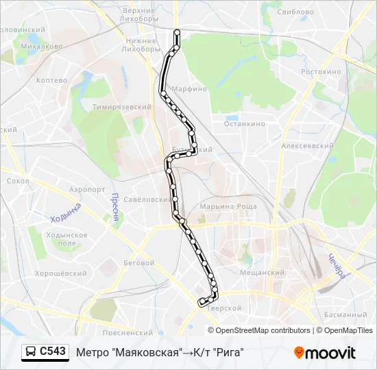 С543 Bus Line Map