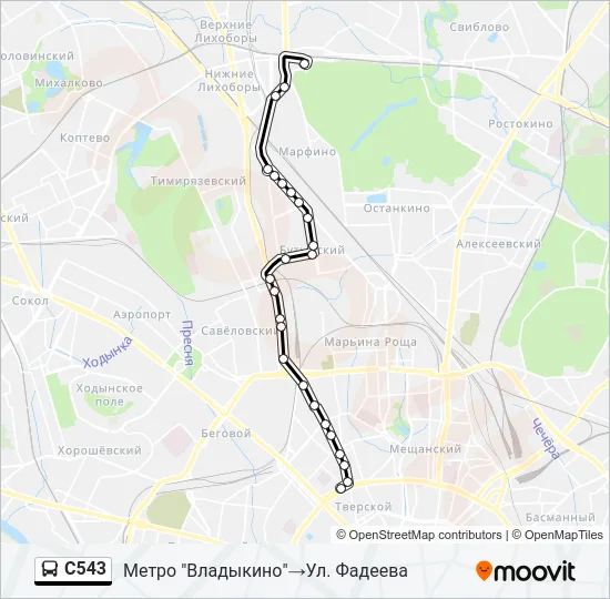 С543 Bus Line Map