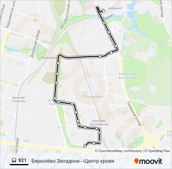 Автобус 921: карта маршрута