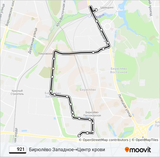Автобус 921: карта маршрута