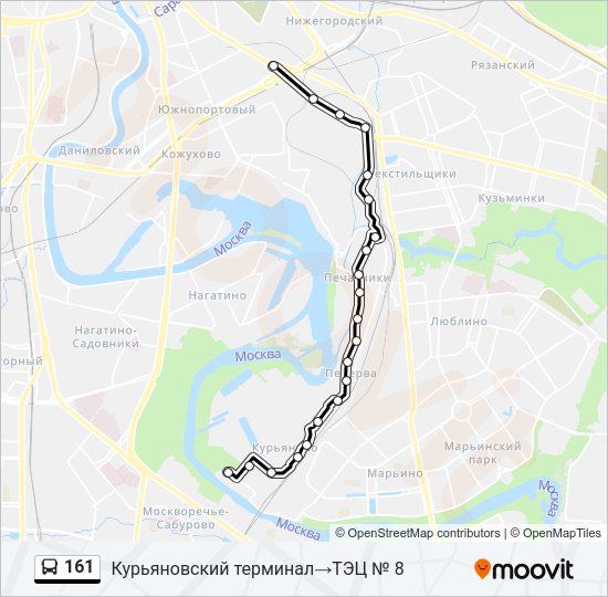 Автобус 161: карта маршрута