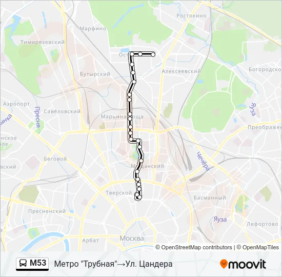 М53 Bus Line Map