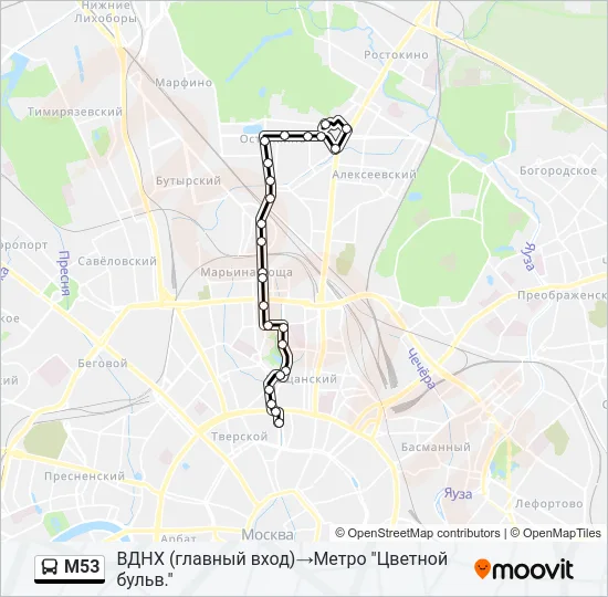 М53 Bus Line Map
