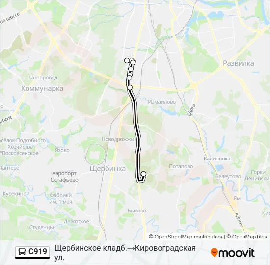 Автобус С919: карта маршрута