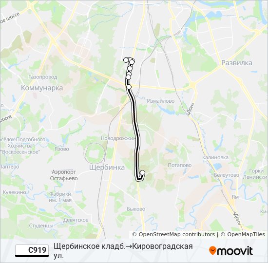 Автобус С919: карта маршрута