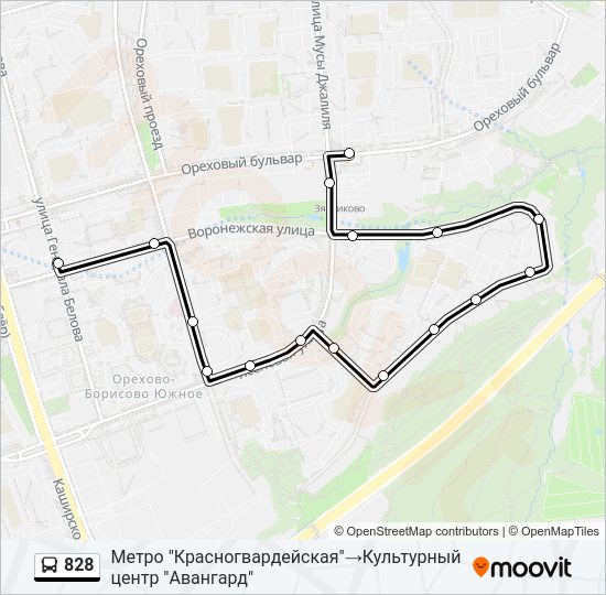 Автобус 828: карта маршрута