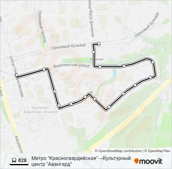 Автобус 828: карта маршрута