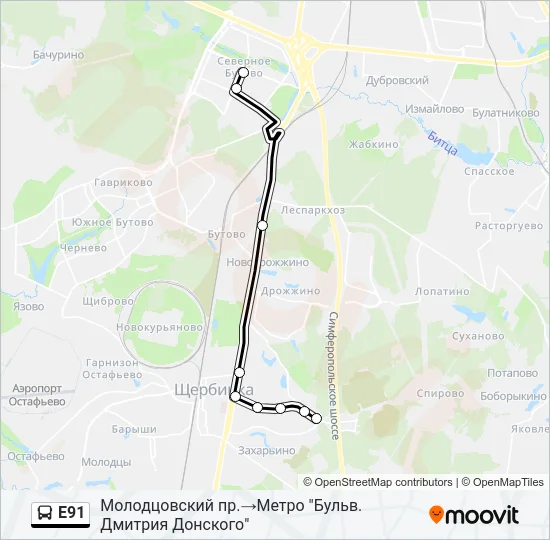 Е91 Bus Line Map