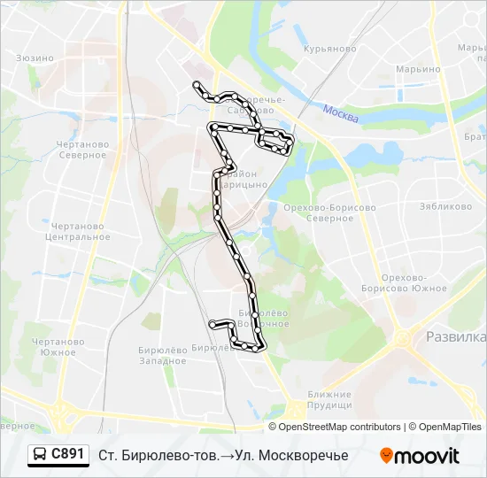Автобус С891: карта маршрута