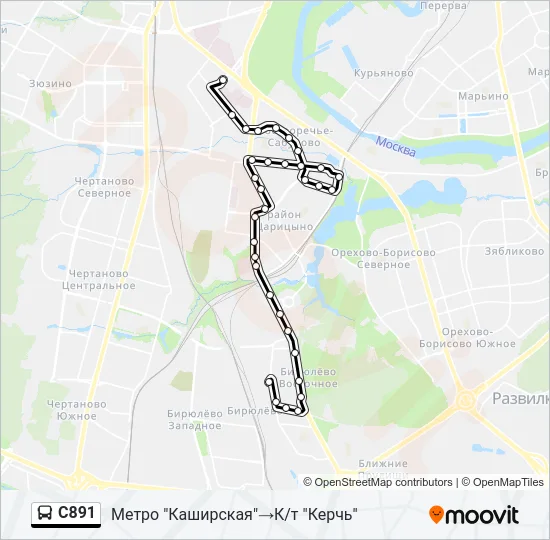 Автобус С891: карта маршрута