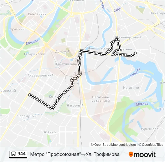 Автобус 944: карта маршрута