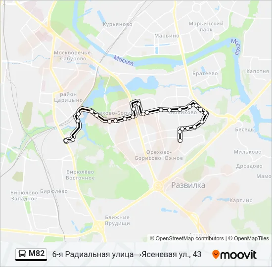 Автобус М82: карта маршрута