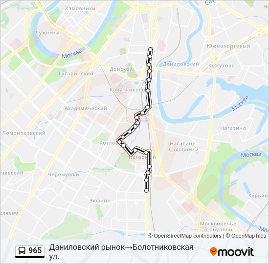 Автобус 965: карта маршрута