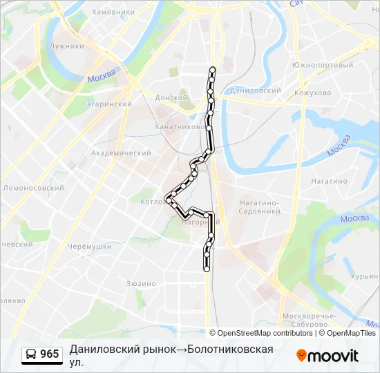 Автобус 965: карта маршрута
