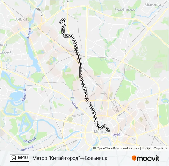 М40 Bus Line Map