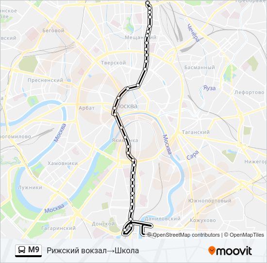 Автобус М9: карта маршрута