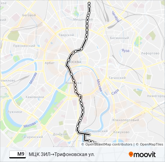 Автобус М9: карта маршрута
