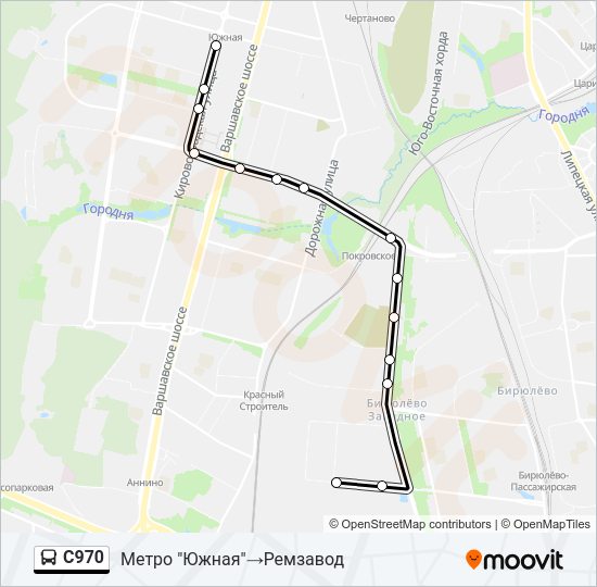 Автобус С970: карта маршрута