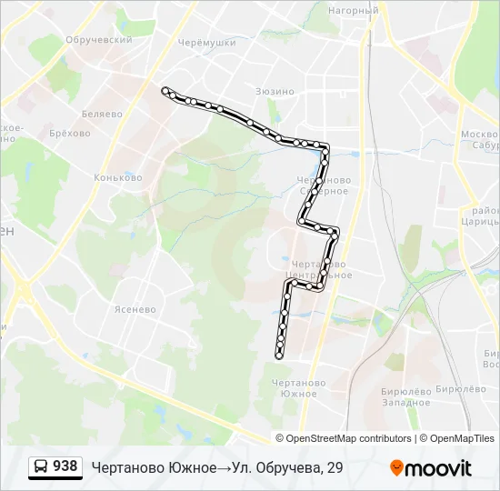Автобус 938: карта маршрута