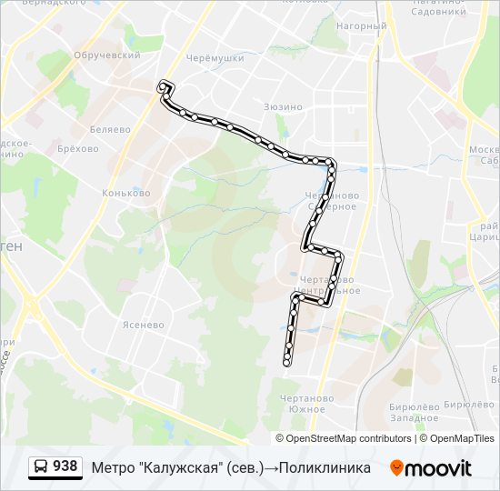 Автобус 938: карта маршрута