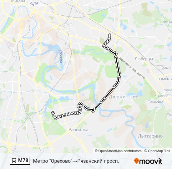 Автобус М78: карта маршрута
