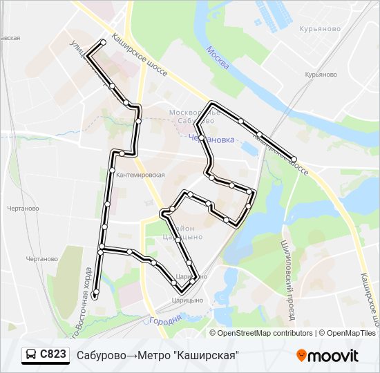 Автобус С823: карта маршрута