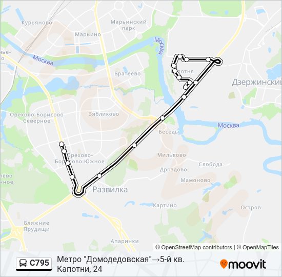 Автобус С795: карта маршрута