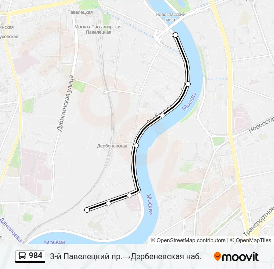 Автобус 984: карта маршрута