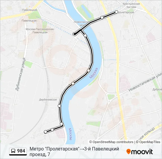Автобус 984: карта маршрута