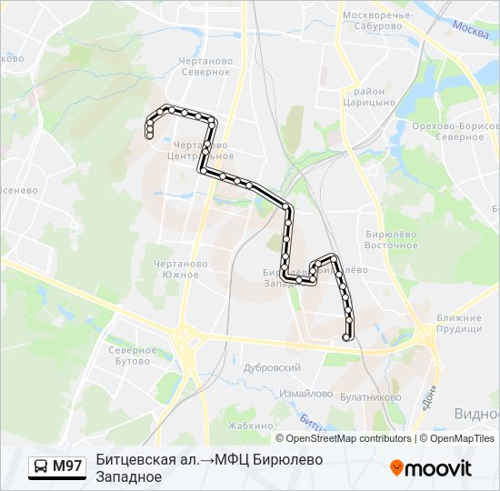 Автобус М97: карта маршрута