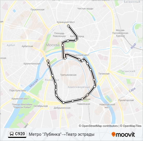 Автобус С920: карта маршрута