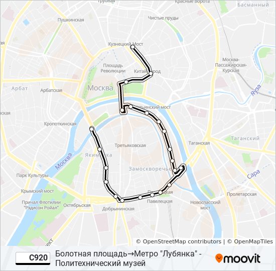 Автобус С920: карта маршрута