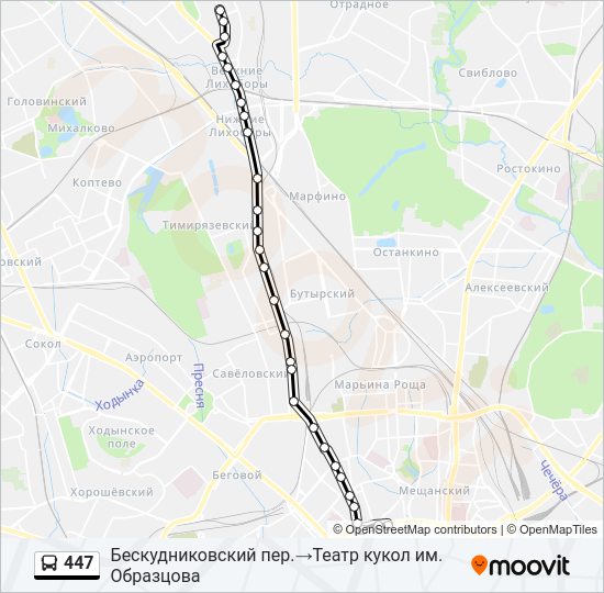 Автобус 447: карта маршрута