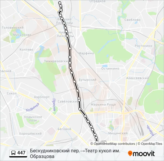 Автобус 447: карта маршрута