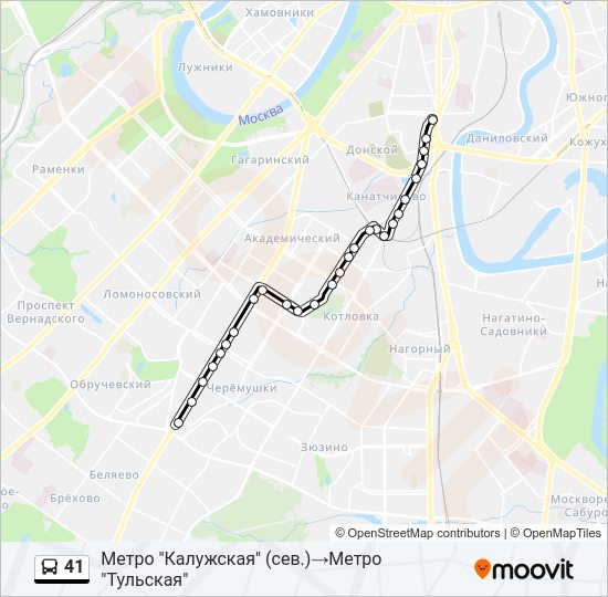 Автобус 41: карта маршрута