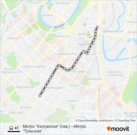 Автобус 41: карта маршрута