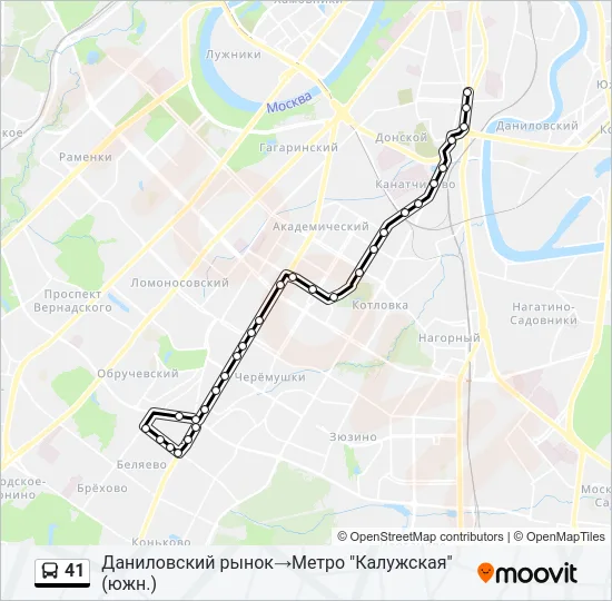 Автобус 41: карта маршрута