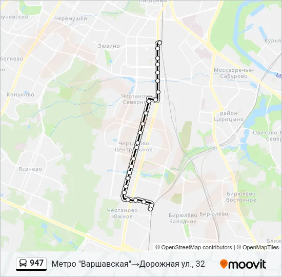 Автобус 947: карта маршрута