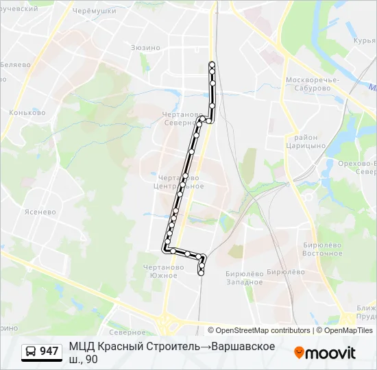 Автобус 947: карта маршрута