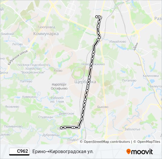 Автобус С962: карта маршрута