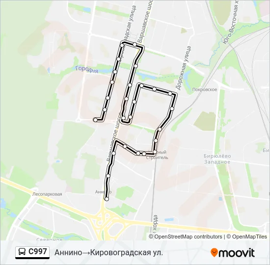 Автобус С997: карта маршрута