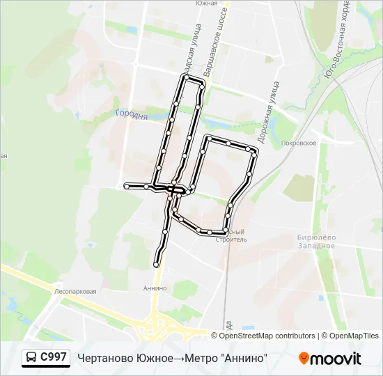 Автобус С997: карта маршрута