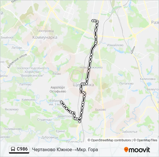 С986 Bus Line Map