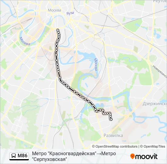 М86 Bus Line Map