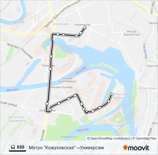 Автобус 888: карта маршрута